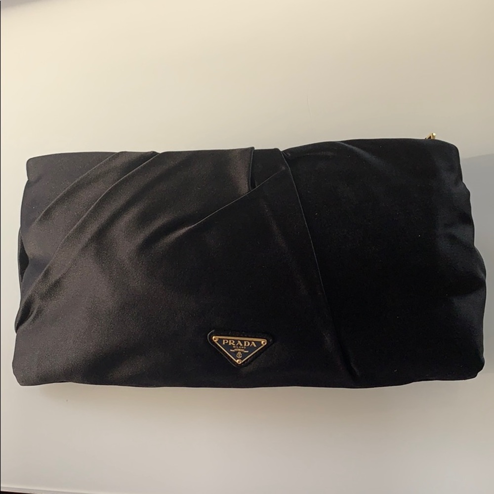 Prada Raso Satin clutch with Rosettes
